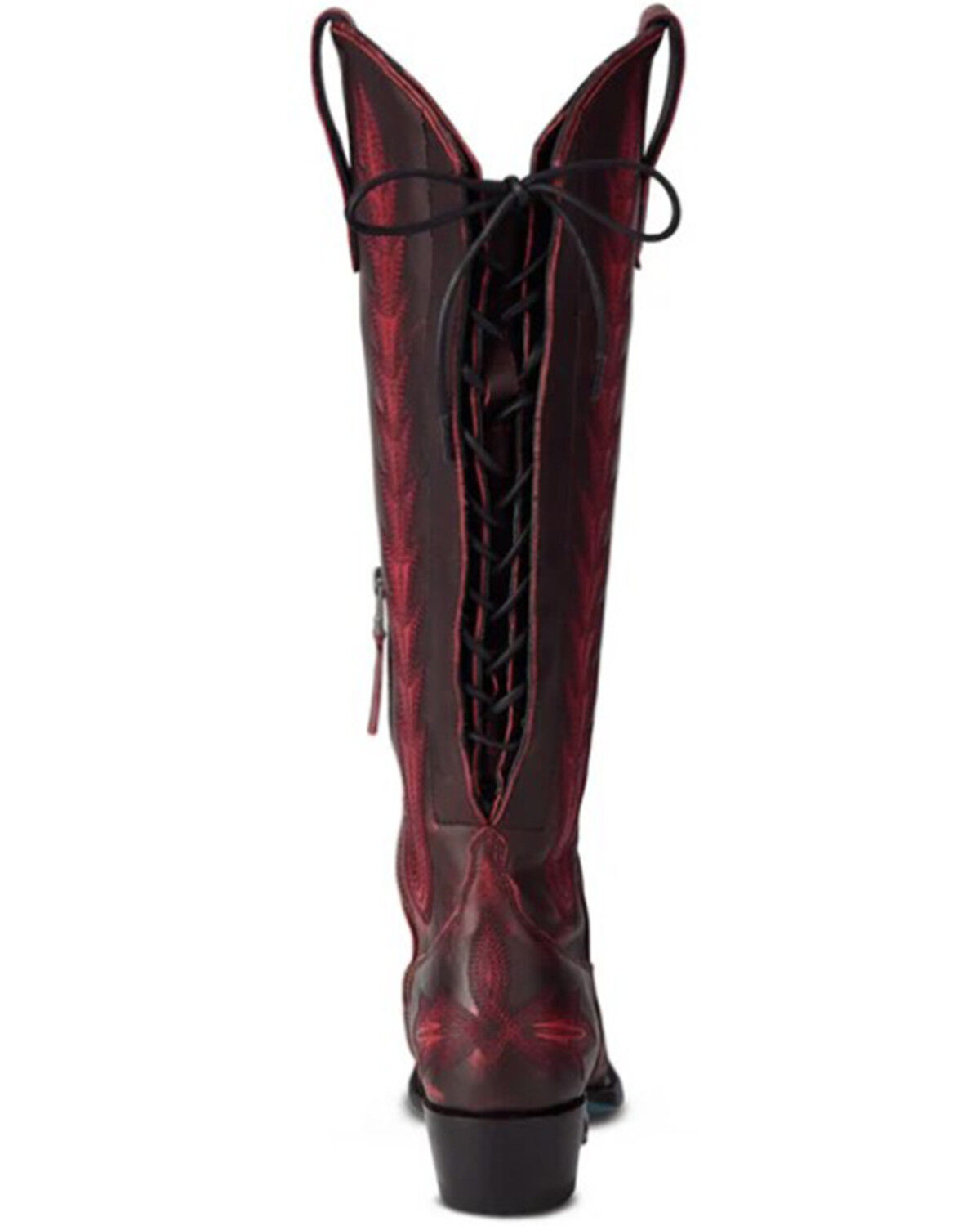 Image #5 - Lane Women's Lexington Knee High Corset Western Boots - Snip Toe, Black Cherry, hi-res