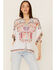 Image #1 - Johnny Was Women's Xylia Embroidered Wildlife & Floral Short Sleeve Blouse, White, hi-res