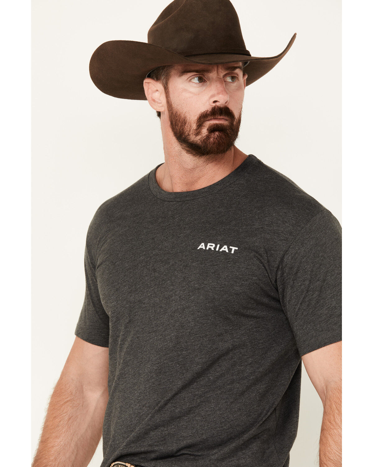 Image #5 - Ariat Men's Wooden Badges Logo Short Sleeve Graphic T-Shirt, Charcoal, hi-res