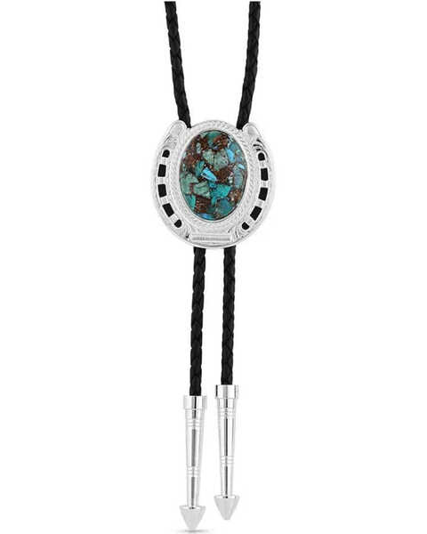 Image #1 - Montana Silversmiths The Pioneer's Turquoise Bolo Tie, Silver, hi-res