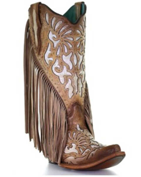 Corral Women's Embroidery & Studs Western Boots - Snip Toe, Tan, hi-res
