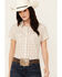 Image #2 - Wrangler Women's Plaid Print Short Sleeve Pearl Snap Western Shirt , Cream, hi-res