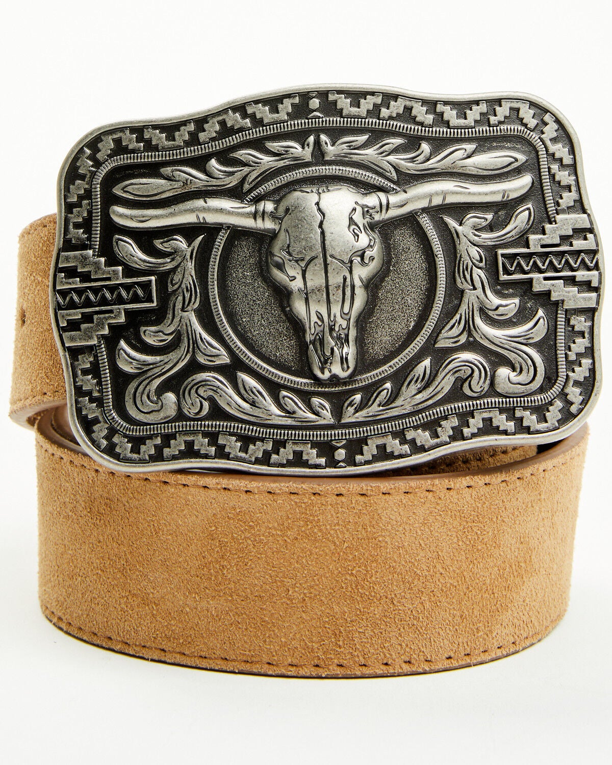 Cody James Men's Rustler Suede Belt, Lt Brown, hi-res