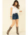 Wrangler Modern Women's Dark Wash Basic High Rise Raw Shorts , Blue, hi-res