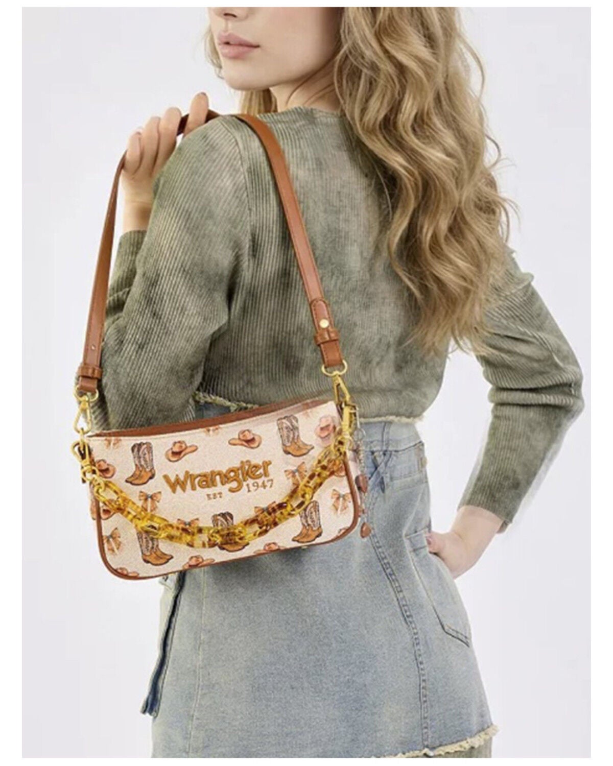 Image #4 - Wrangler Women's Rodeo Icons Western Baguette Shoulder Bag, Tan, hi-res