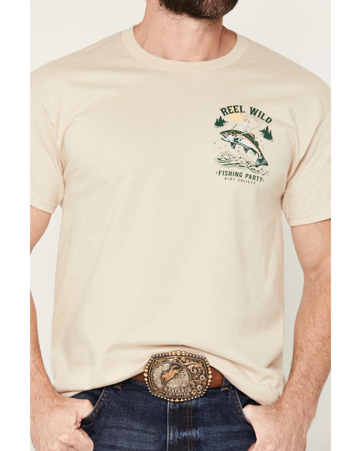 Image #4 - Riot Society Men's Reel Wild Short Sleeve Graphic T-Shirt, Natural, hi-res