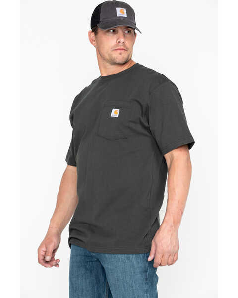 Image #1 - Carhartt Men's Loose Fit Heavyweight Logo Pocket Work T-Shirt, Bark, hi-res