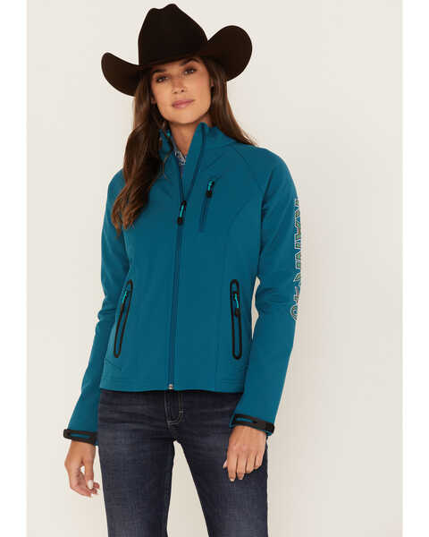 RANK 45® Women's Walla Striped Logo Softshell Jacket, Royal Blue, hi-res