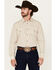 Image #1 - Gibson Trading Co Men's Firefly Geo Print Long Sleeve Snap Stretch Western Shirt, Cream, hi-res