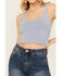 Image #3 - Fornia Women's Ribbed Lettuce Edge Brami, Light Blue, hi-res