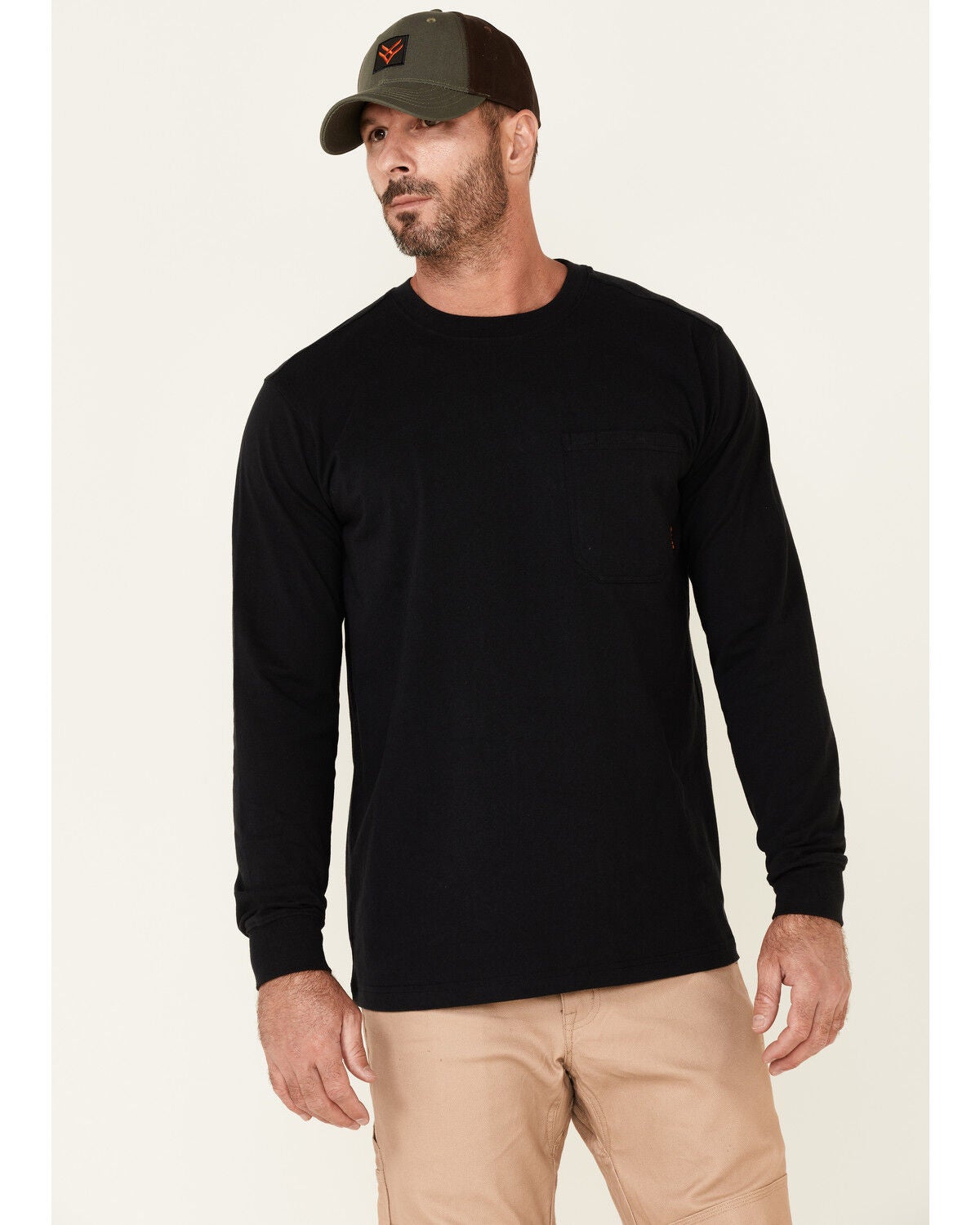 Hawx Men's Solid Forge Long Sleeve Work Pocket T-Shirt, Black, hi-res