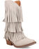 Image #1 - Dingo Girls' Wild Child Suede Fringe Western Boots - Snip Toe, White, hi-res
