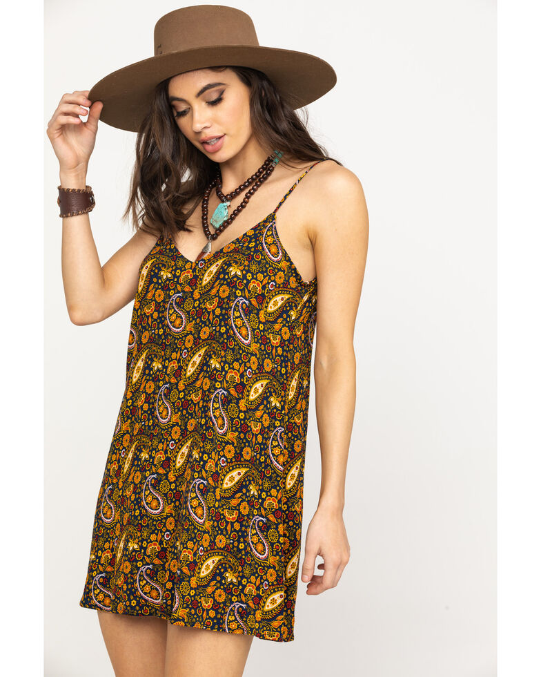 Shyanne Women S Navy Paisley Spaghetti Strap Slip Dress Country