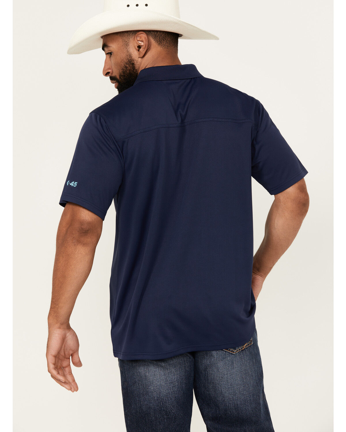 Image #4 - RANK 45® Men's Knao Border Print Short Sleeve Polo Shirt, Dark Blue, hi-res