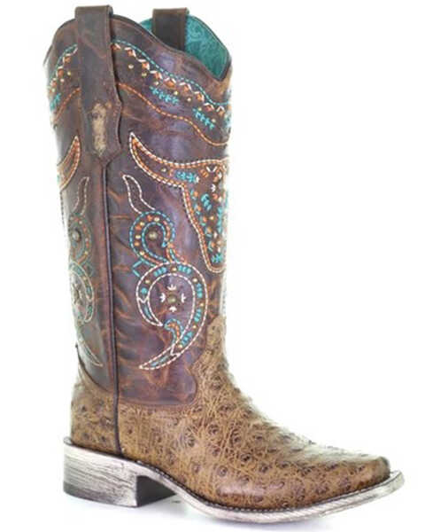 Corral Women's Embroidered Western Boots - Square Toe, Honey, hi-res