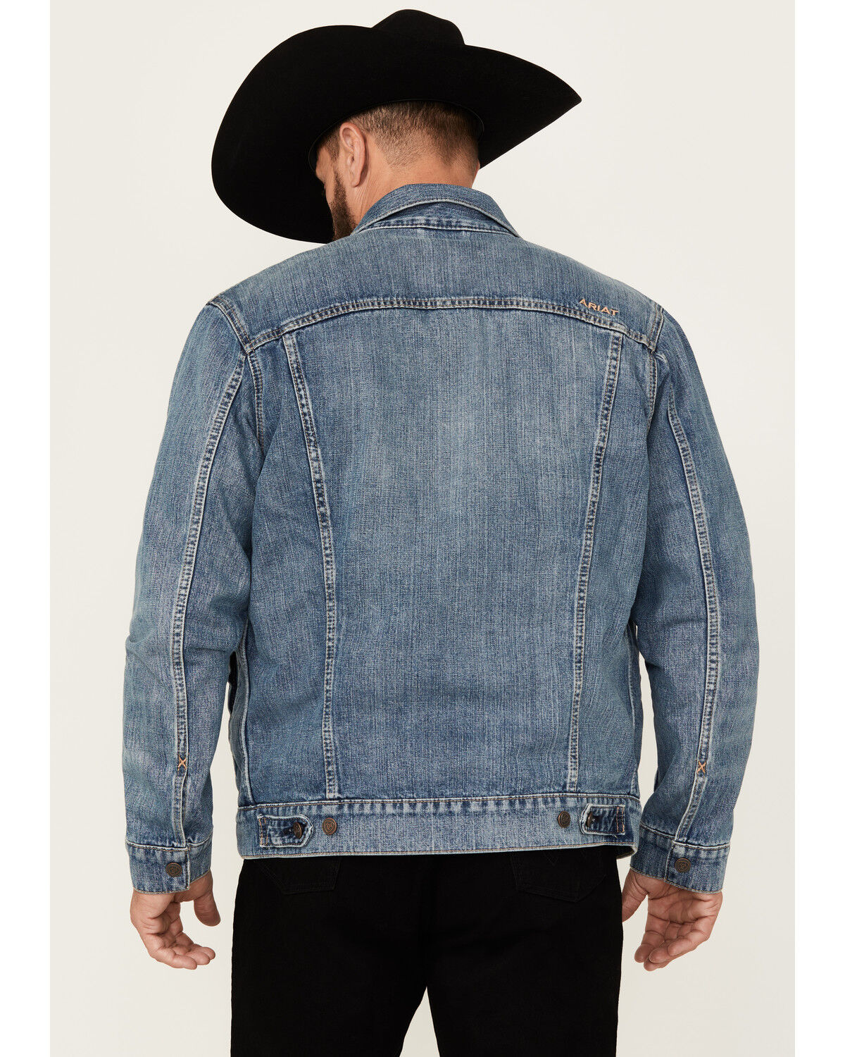 Image #4 - Ariat Men's Roby Denim Trucker Jacket, Medium Wash, hi-res