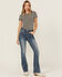 Image #3 - Grace in LA Women's Medium Wash Mid Rise Feather Pocket Bootcut Stretch Denim Jeans, Medium Wash, hi-res