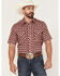 Image #1 - Roper Men's Classic Small Plaid Short Sleeve Pearl Snap Western Shirt, Red, hi-res