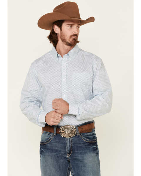 Cody James Core Men's Vintage Geo Print Long Sleeve Button-Down Western Shirt - Tall, Blue, hi-res