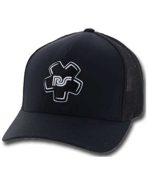 Image #1 - Hooey Men's Rocker Steiner Embroidered Logo FlexFit Trucker Cap , Black, hi-res