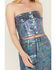 Image #3 - Vibrant Denim Women's Iridescent Tube Top, Blue, hi-res