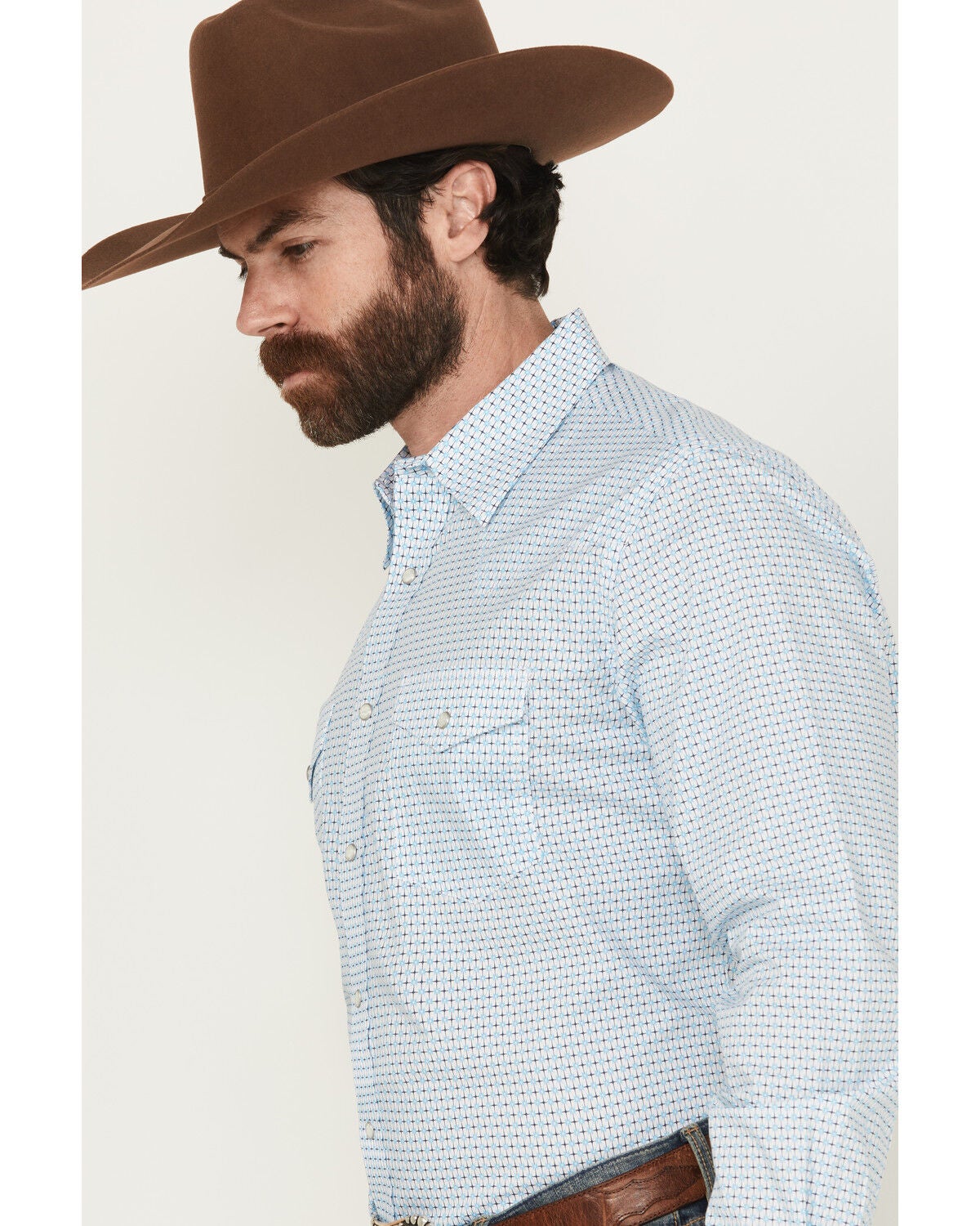 Image #2 - Wrangler Men's 20X Geo Print Long Sleeve Snap Stretch Western Shirt, White, hi-res