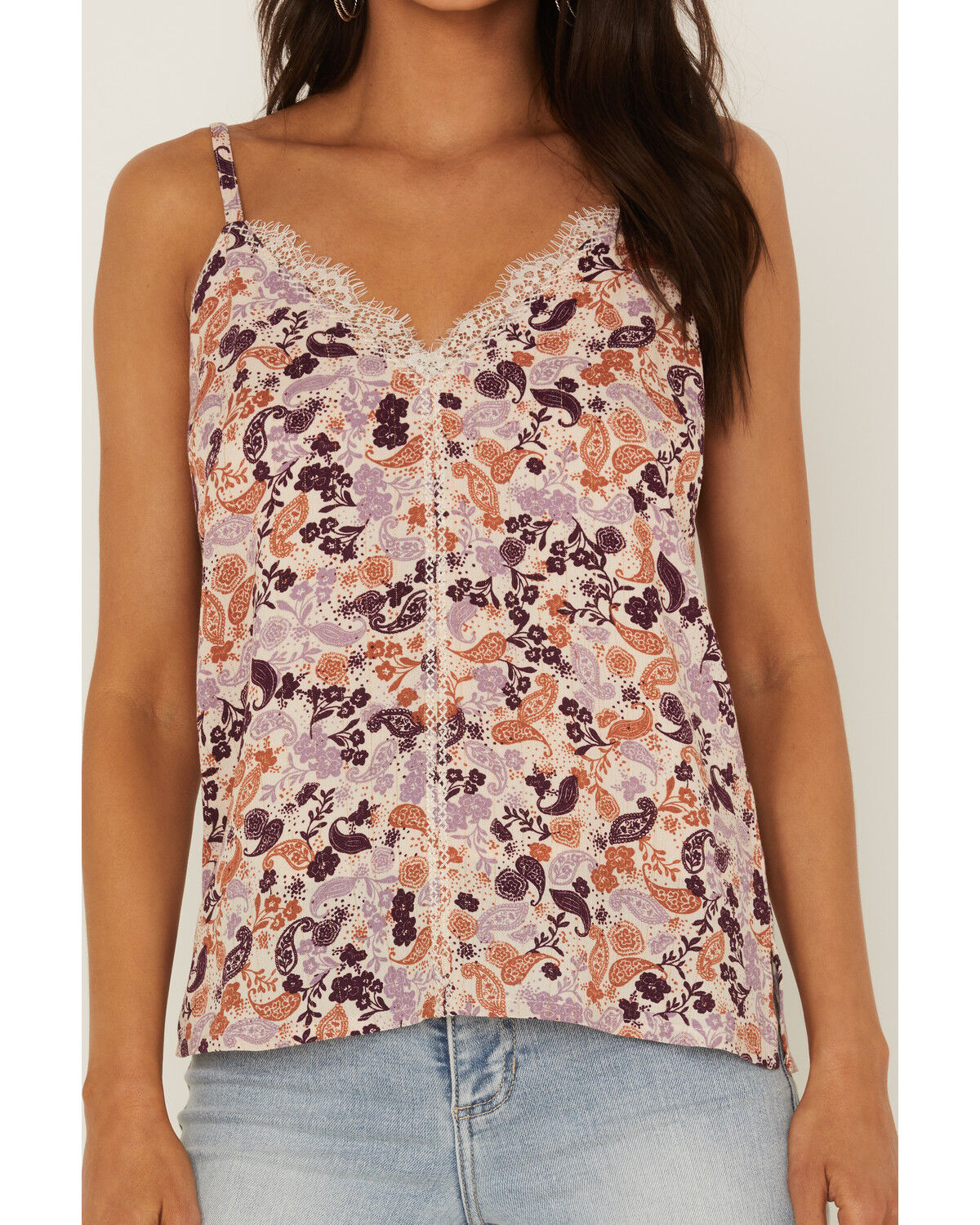 Image #3 - Idyllwind Women's Lurex Little Lace Tank Top, Lavender, hi-res