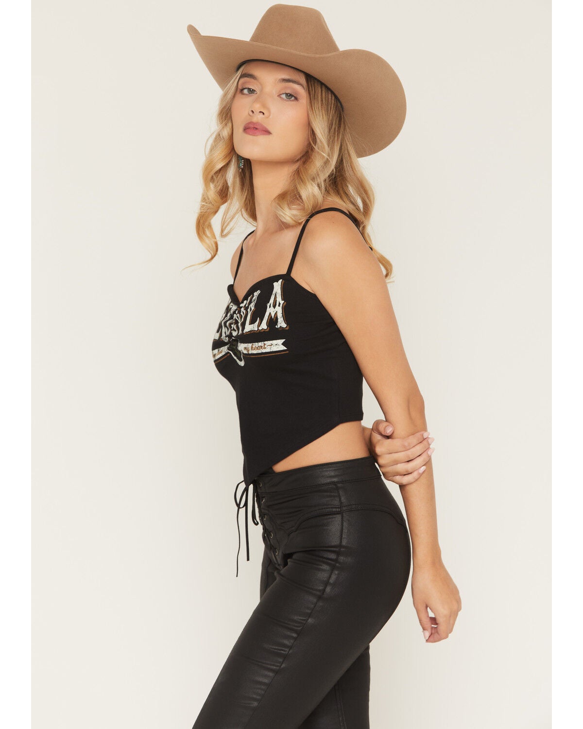 Image #4 - Idyllwind Women's Tequila Cropped Tank Top, Black, hi-res