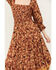 Image #3 - Angie Women's Border Print Long Sleeve Maxi Dress, Brown, hi-res