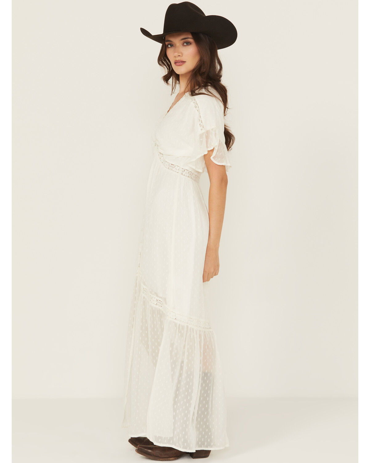 Image #2 - Shyanne Women's Lace Inset High-Low Maxi Dress, Ivory, hi-res