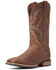 Image #1 - Ariat Men's Everlite Fast Time Western Performance Boots - Broad Square Toe, Brown, hi-res