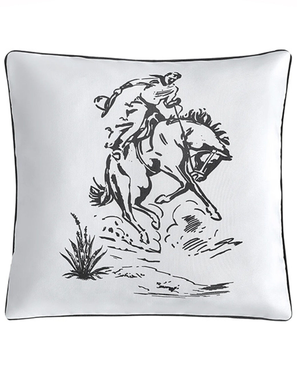 Image #1 - HiEnd Accents Ranch Life Bronc Rider Pillow, Black/white, hi-res