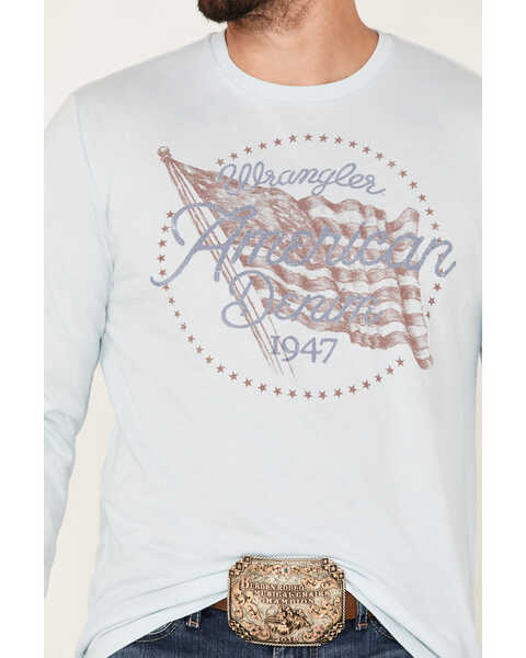 Image #3 - Wrangler Men's American Denim Long Sleeve T-Shirt, Light Blue, hi-res