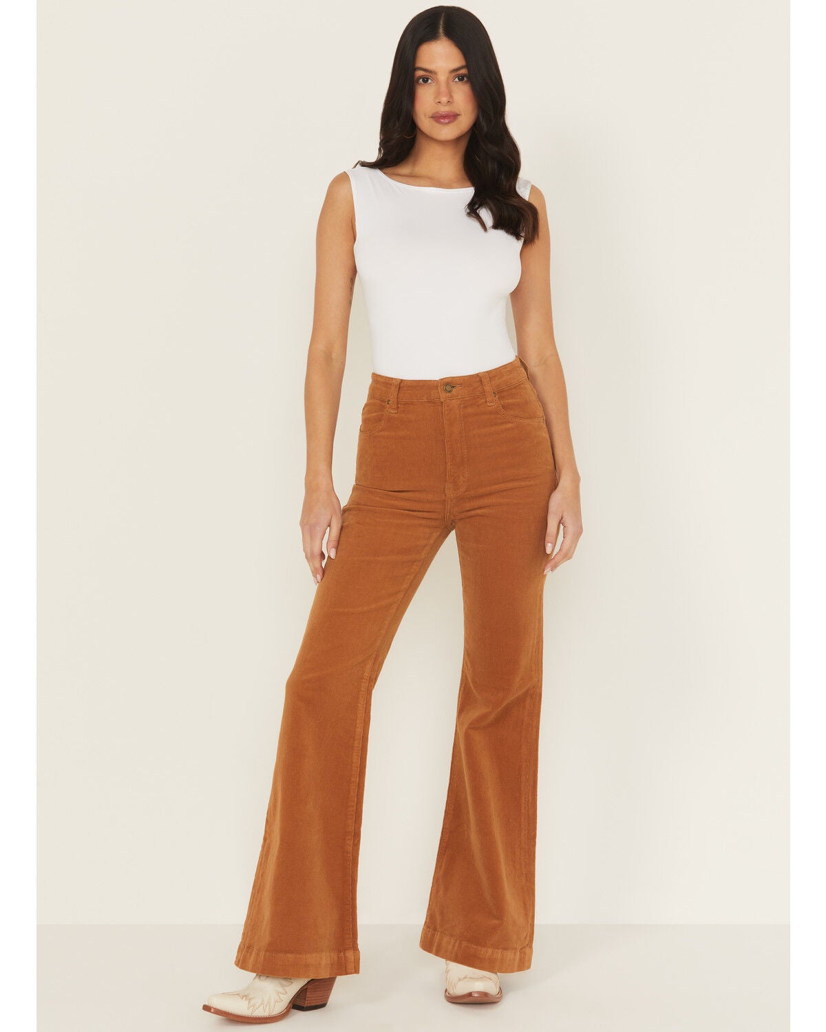 Rolla's Women's Corduroy Flare Jeans, Tan, hi-res