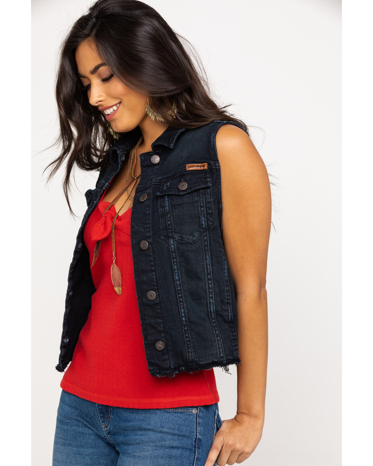 black jean vest womens