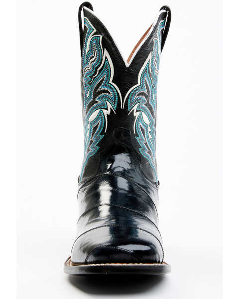 Image #4 - Dan Post Men's Eel Exotic Western Boots - Broad Square Toe , Black, hi-res