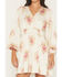 Image #3 - Shyanne Women's Floral Print Long Sleeve Satin Mini Dress, Cream, hi-res