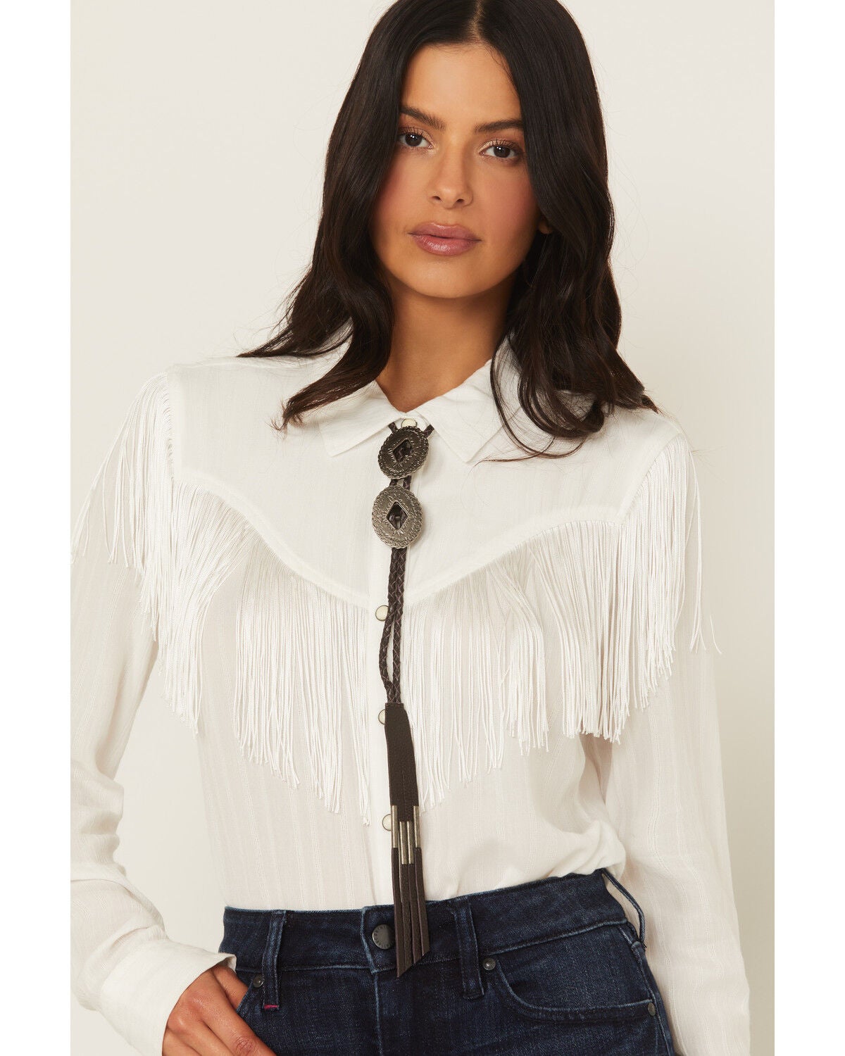 Idyllwind Women's Clayborne Double Concho Bolo Tie, Brown, hi-res