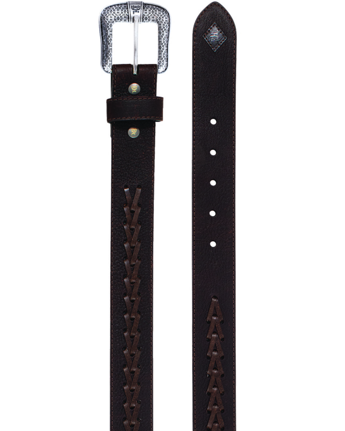 Image #1 - Red Dirt Hat Men's Arrow Stitch Leather Belt, Brown, hi-res
