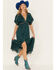 Image #2 - Shyanne Women's Metallic Clip Dot Bohemian Dress, Deep Teal, hi-res