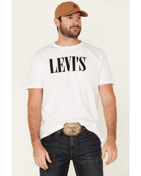 Image #1 - Levi's Men's White Serif Logo Graphic T-Shirt , White, hi-res