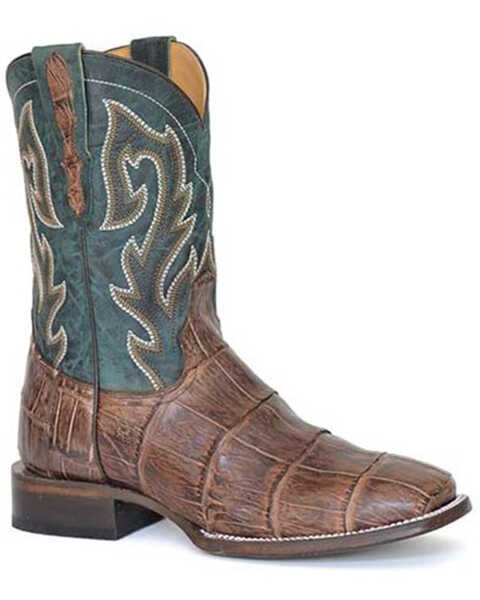 Stetson Men's Exotic Alligator Western Boots - Broad Square Toe, Brown, hi-res