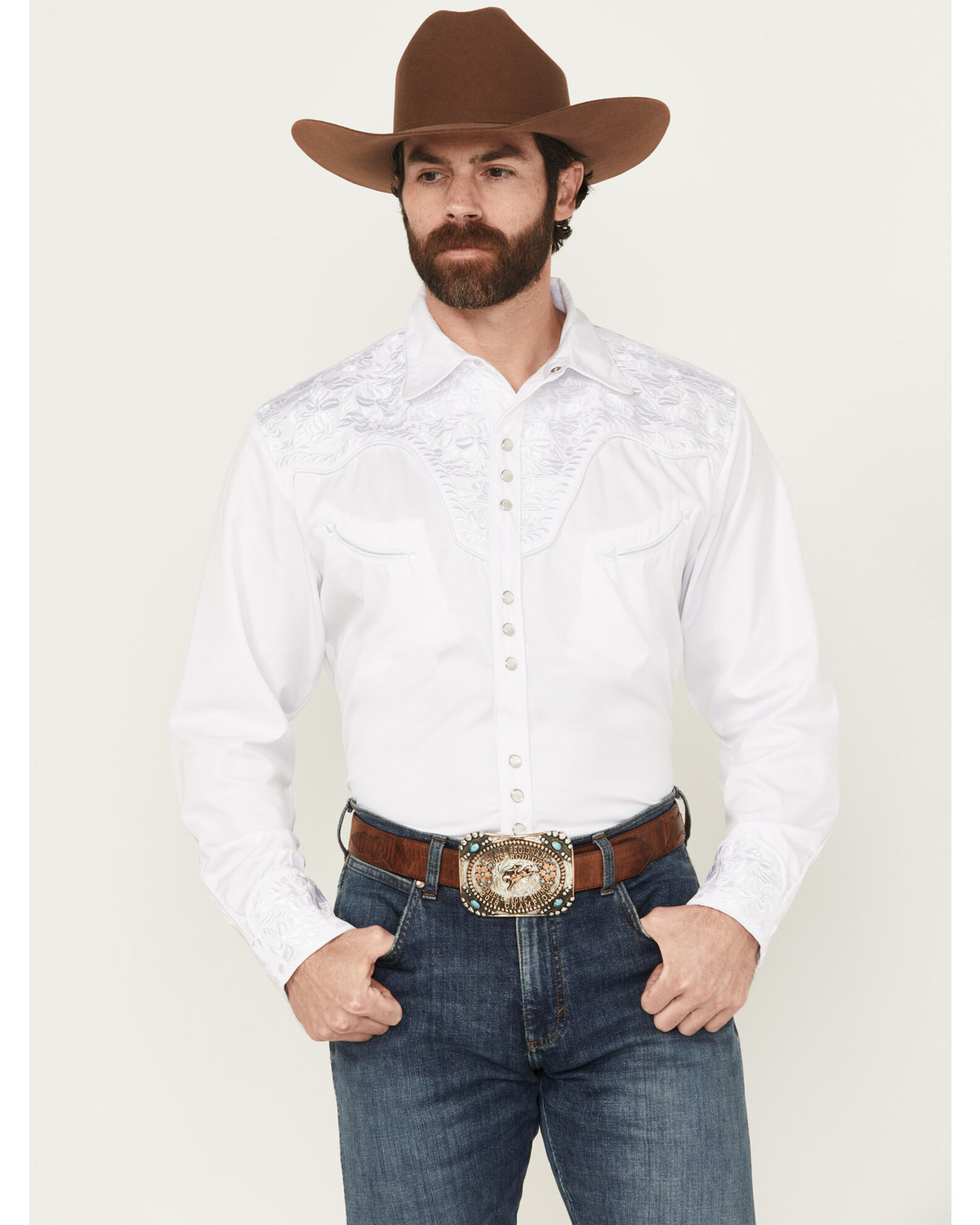 Embroidered pearl snap shirts cheap