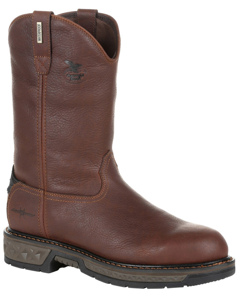 Georgia Boot Men's Carbo-Tec LT Waterproof Western Work Boots - Soft Toe, Brown, hi-res