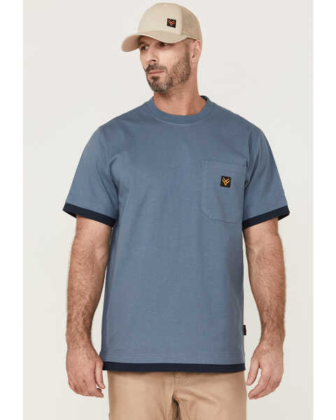 Image #1 - Hawx Men's Layered Work Pocket T-Shirt , Light Blue, hi-res
