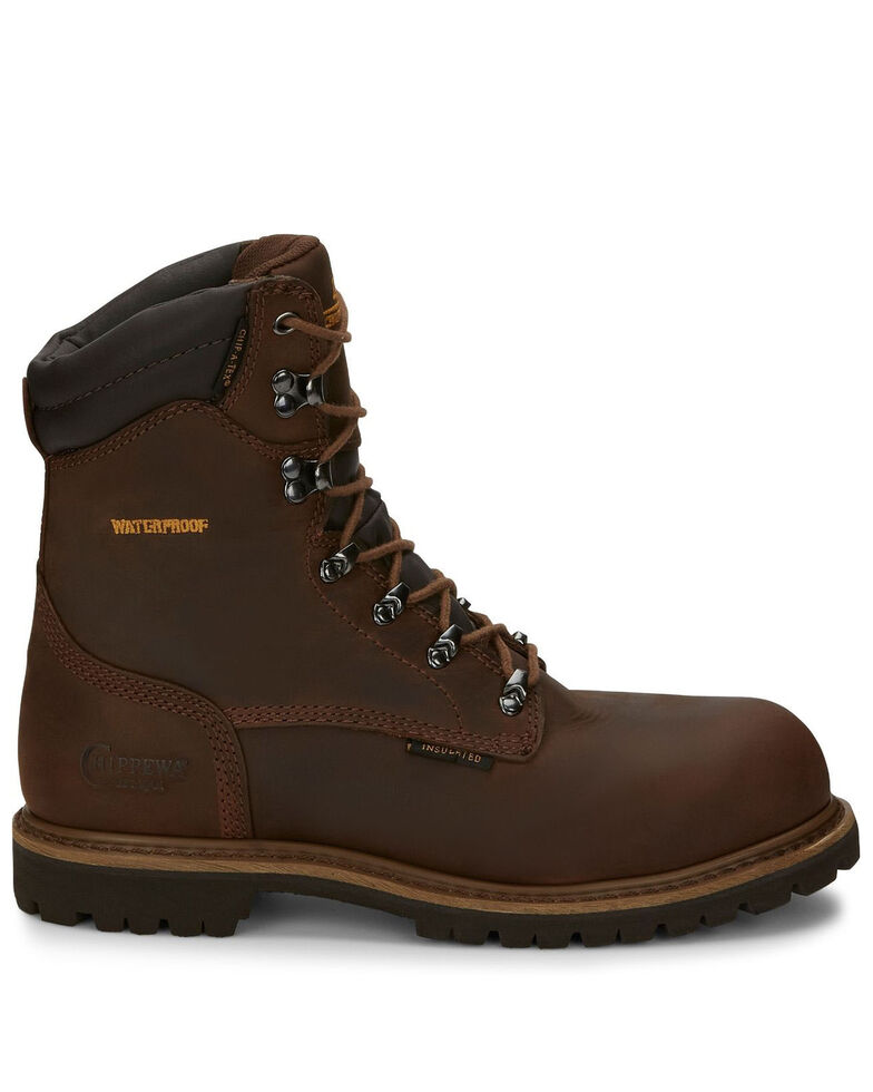 Chippewa Heavy Duty Waterproof & Insulated Aged Bark 8" Work Boots - Steel Toe, Bark, hi-res