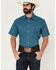 Image #1 - Roper Men's West Made Printed Short Sleeve Pearl Snap Western Shirt, Turquoise, hi-res