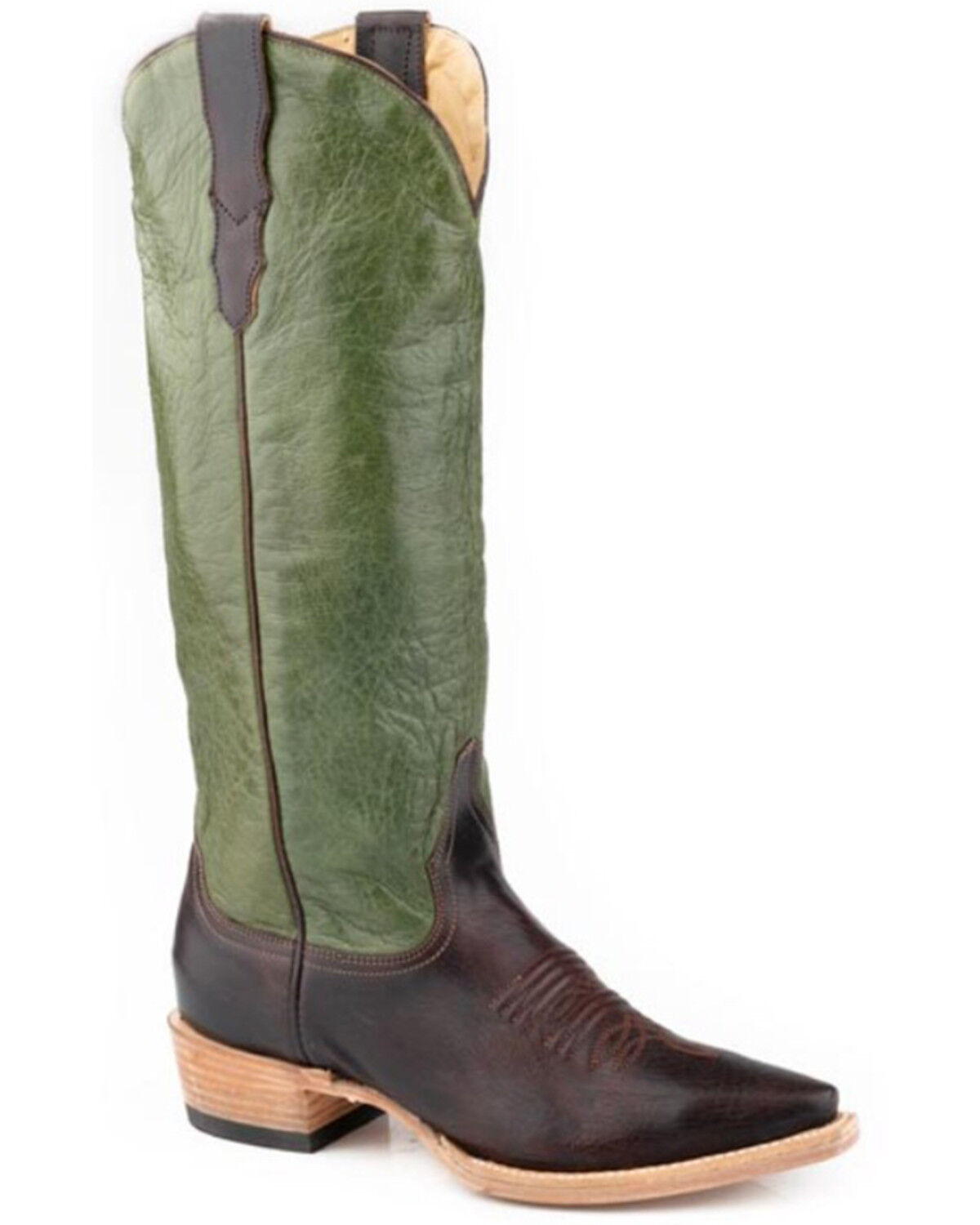 Image #1 - Roper Women's Clover Tall Western Boots - Snip Toe, Green, hi-res