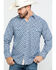 Resistol Men's Highland Geo Print Long Sleeve Western Shirt , Navy, hi-res