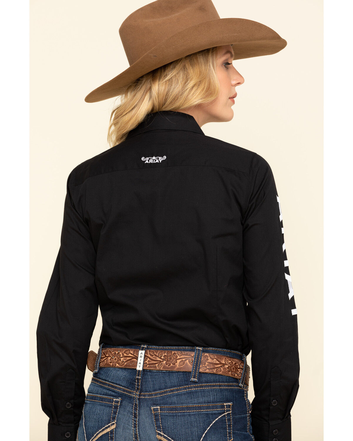 Image #2 - Ariat Women's Team Kirby Stretch Logo Long Sleeve Shirt, Black, hi-res